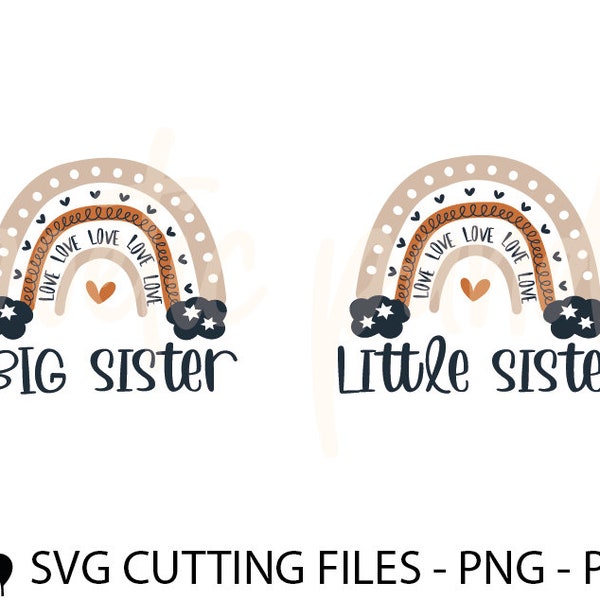 Big Sister Little Sister SVG, Svg files for Cricut, Sisters shirt sublimation, Rainbow svg, Sisters matching shirt svg, Best Sisters svg