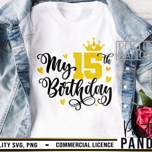 15th Birthday SVG PNG, Happy 15th Birthday Cake Topper, Birthday Svg, Birthday Girl Svg, Happy Birthday Svg, Birthday Boy Svg, Spanish Svg