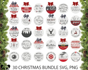 30 Christmas Round Signs Svg, Christmas Porch Cut Files, Christmas Welcome Svg, Merry Christmas Svg, Door Hanger Svg, Christmas Bundle Svg
