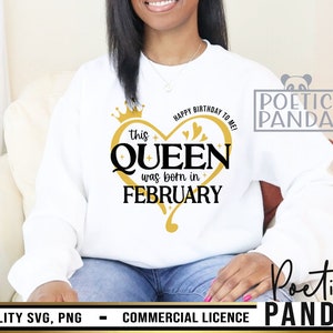 Queens Are Born In February SVG PNG, February Birthday, Nutrition Fact Svg, Woman Face Svg, Eyelashes Svg, Eyebrows Svg, February Girl Svg, Woman Glass Svg, Svg Birthday, Birthday Quote Svg, Dxf Png, Feb Birthday Svg, Faith And Favor Svg