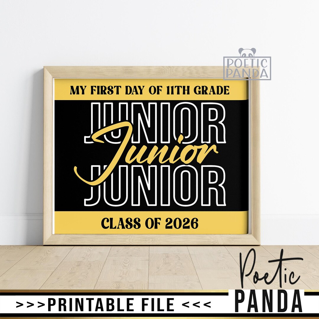 Printable Junior Sign PNG JPEG, Junior First Day of School Sign, First ...