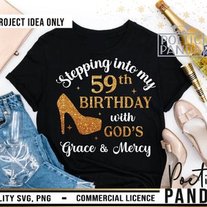 59esimo compleanno SVG PNG, Compleanno Drip Svg, Camicia di compleanno cristiana, Afro Queen Svg, Entrando nel mio 59esimo come un capo, Compleanno Donne Svg