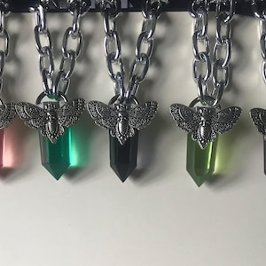 Large Memento Mori Moth Resin Pendant Gothic Necklace Emo Witch Alternative Goth Girl Metalhead Metal Babe