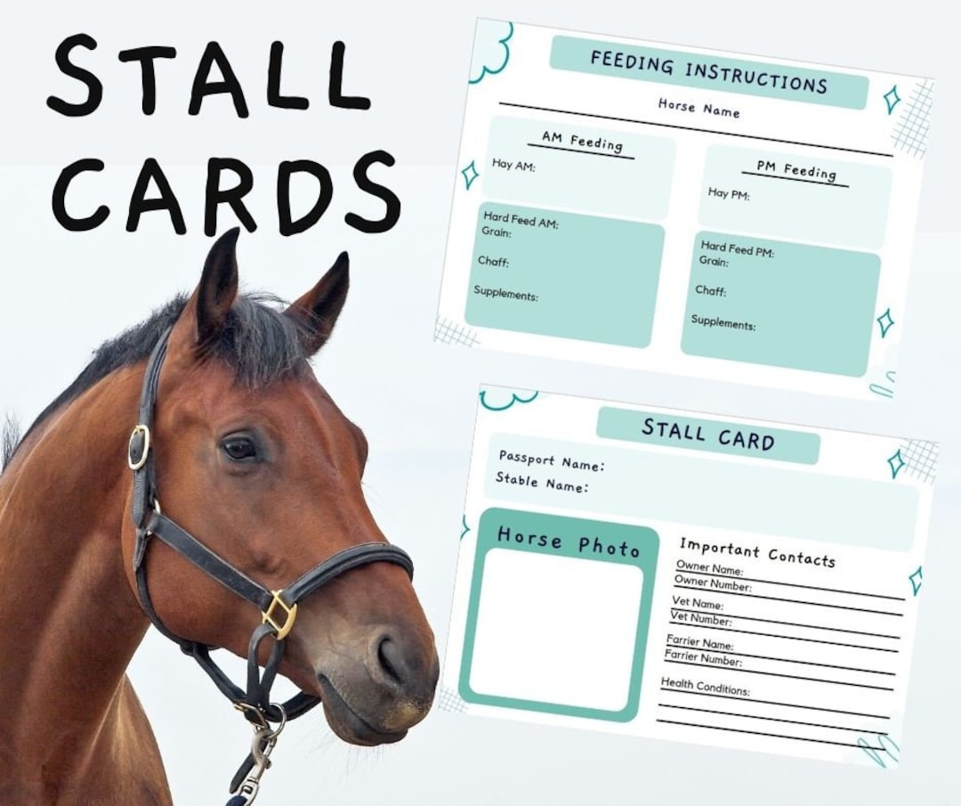 Horse Stall Cards, Stable Cards digital Download, Horse Organiser