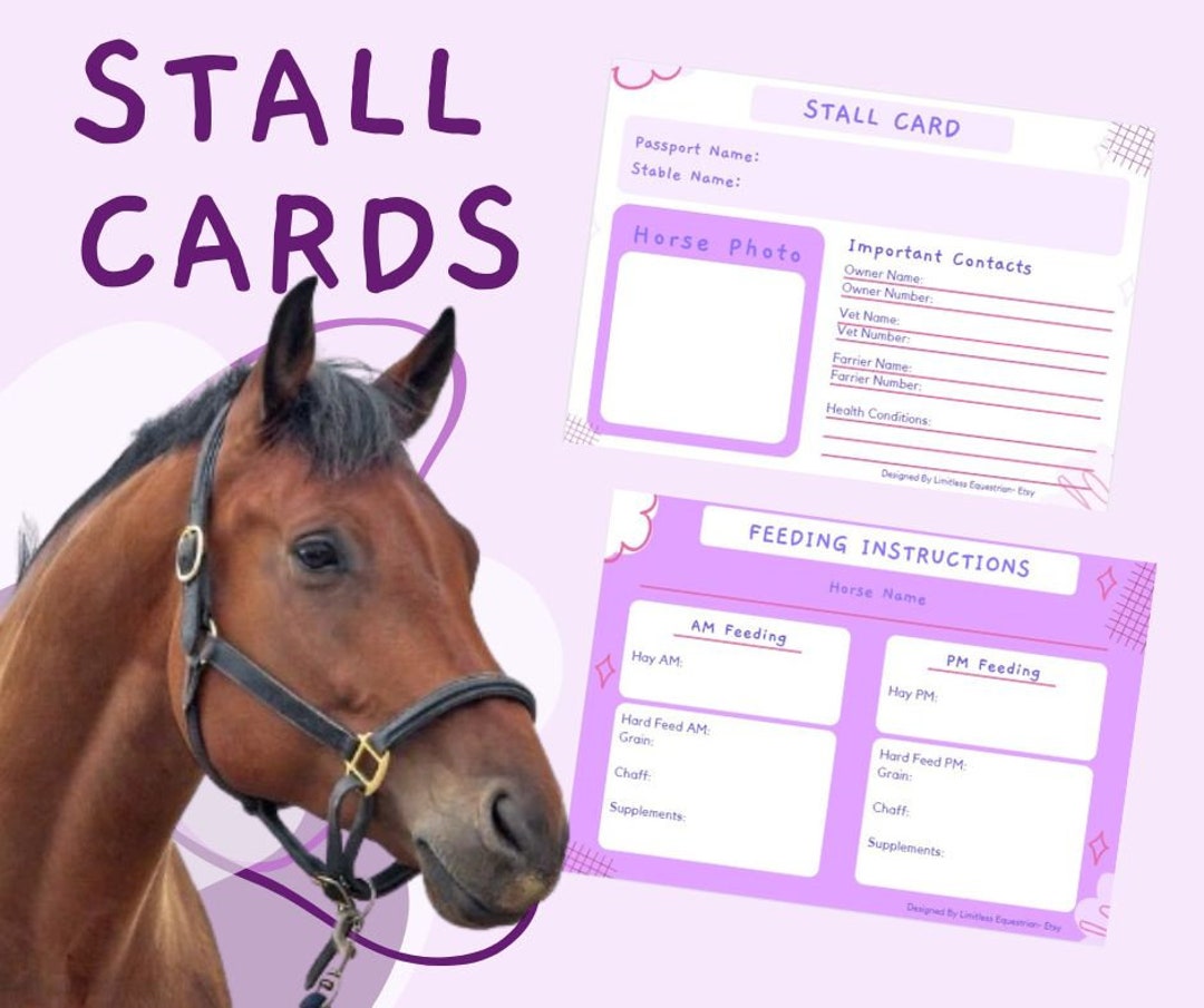 Pink Horse Stall Cards, Stable Cards (digital Download), Horse ...