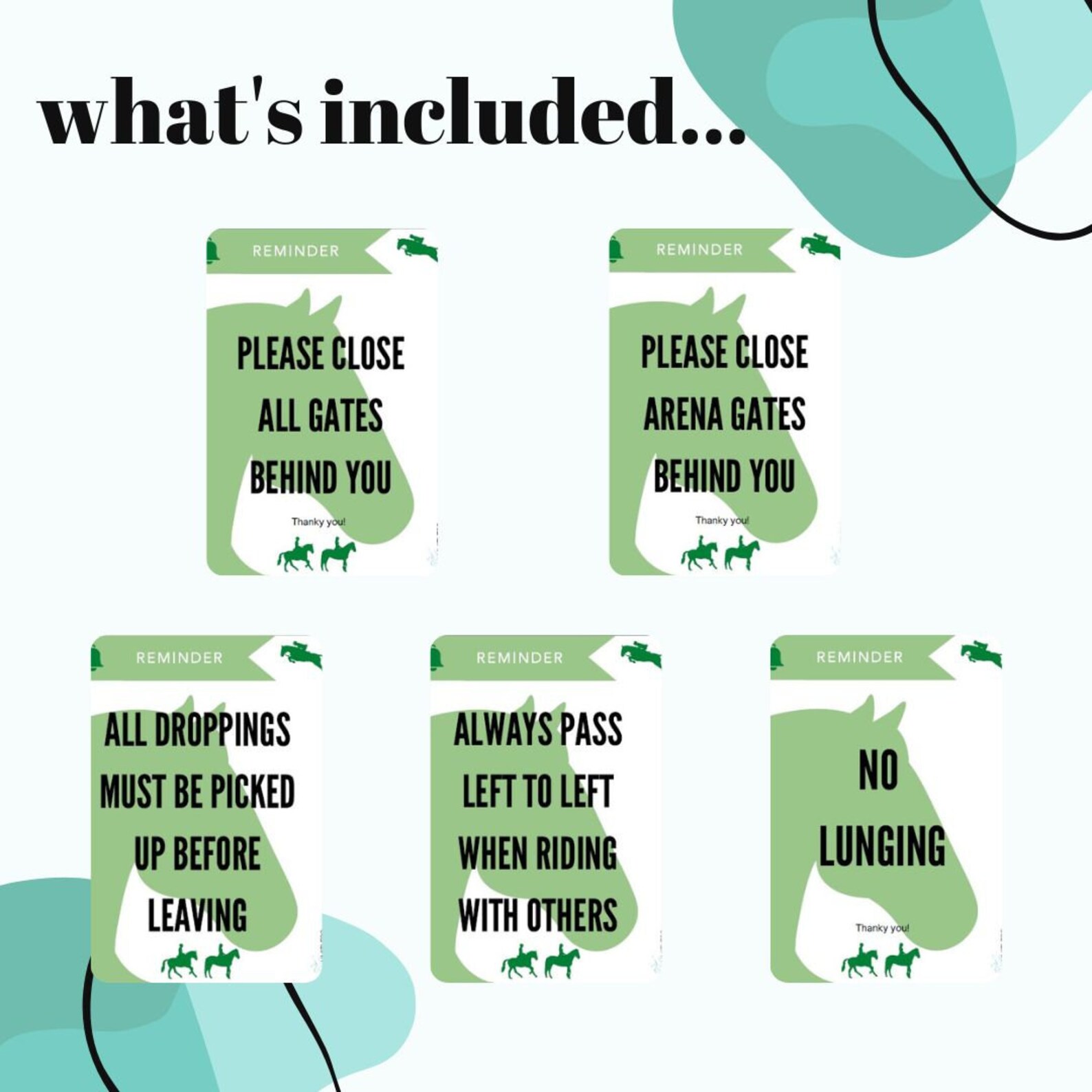 Printable Horse Riding Arena Signs digital Download, Horse Signs, Horse