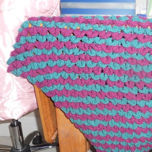 Crocheted crocodile scales triangular shawl machine washable