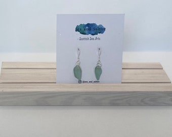 Light Aqua Sea Glass, Sea Glass Earrings , Scottish Sea Glass, Sterling Silver Earrings, Sea Glass, Sea Glass Jewellery