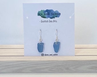 Sky Blue Sea Glass, Scottish Sea Glass, Sterling Silver Earrings, Sea Glass Earrings