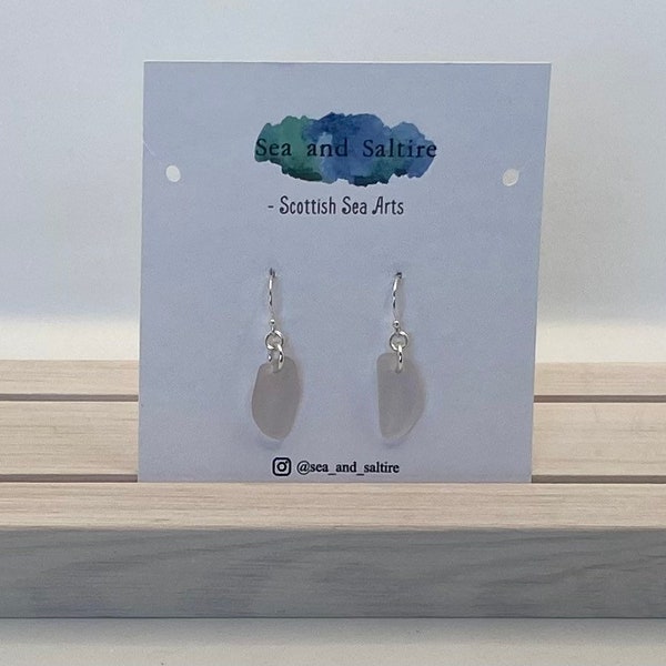 Sea Glass Earrings, Scottish Sea Glass, White Sea Glass, Sterling Silver Earrings