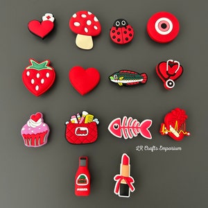 Red croc charms | croc charms | shoe charms | shoe pins | red | gifts | stocking fillers