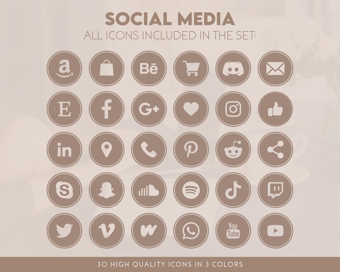 Social Media Icons Circle Digital Download - Etsy