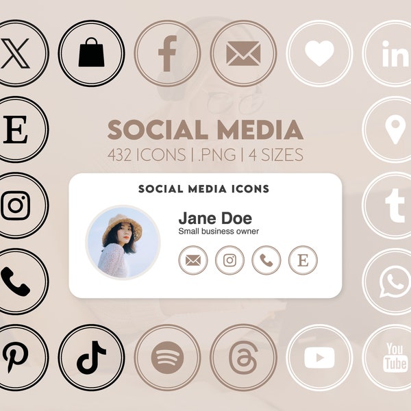 Social Media Icons - Circle / Minimal - Digital download