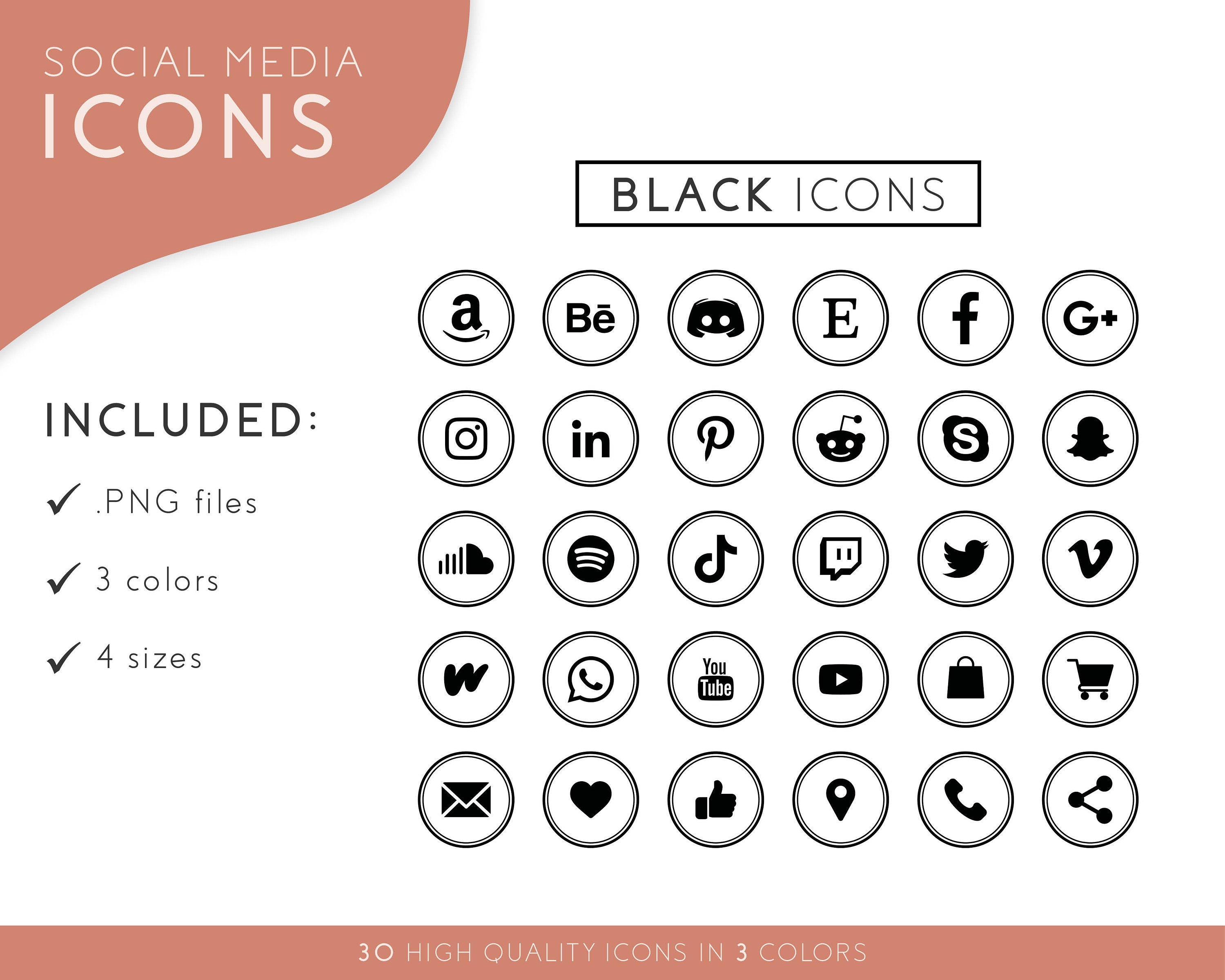 Social Media Icons Business Card Icons Minimal Icons Simple Etsy