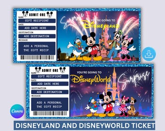 Disneyland & Disneyworld Surprise Ticket Vorlage (Digitaler Download)