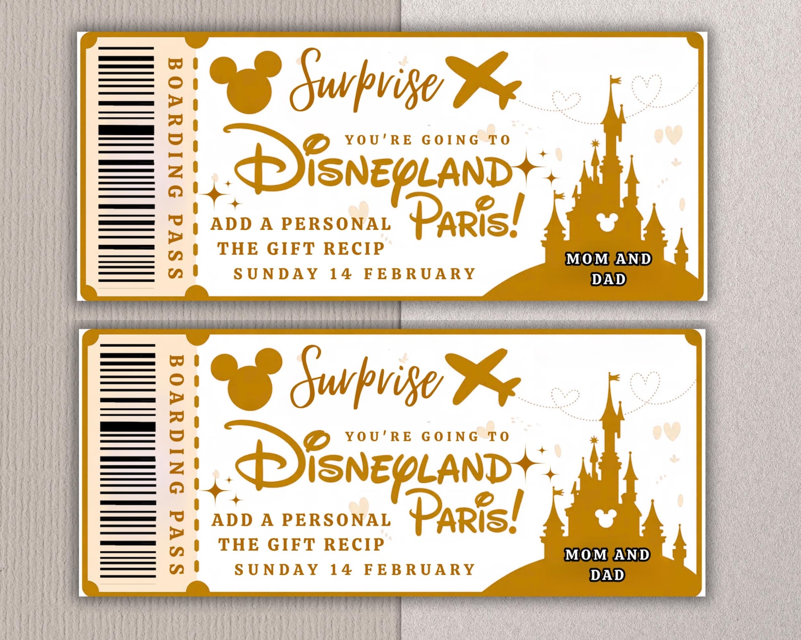 Personalized Disneyland Ticket | Custom Vacation Reveal | Printable