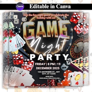 Game Night Party Flyer, Game Night Flyer, Game Flyer, Game Night Invite, Girls Night Flyer, Club Flyer, Adult Event Flyer, Club Party Flyer