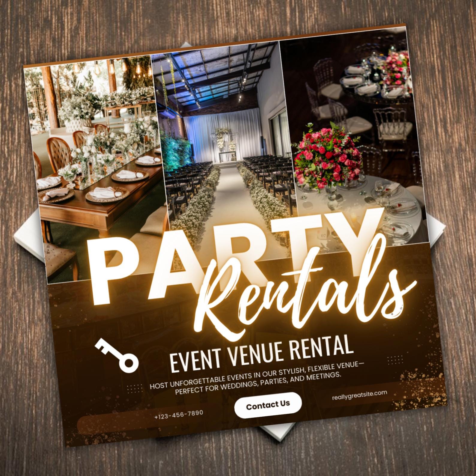 Editable Party Rentals Flyer Template: Canva Event Planner Design ...