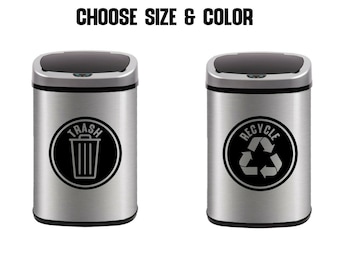 Recycle & Trash Sticker Decal - Kitchen Outside Choose Size and Color