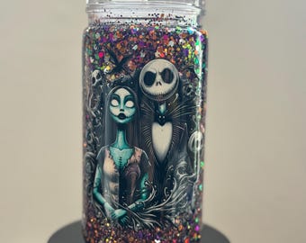 Nightmare before Christmas tumbler 16oz glitter Cup