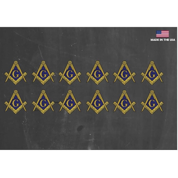 Masonic Compass Sticker Decal For Car truck SUV 12 Pack 1.5" Each
