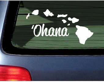 Ohana Hawaii Island Chain Vinyl Sticker - White Hawaiian 6"