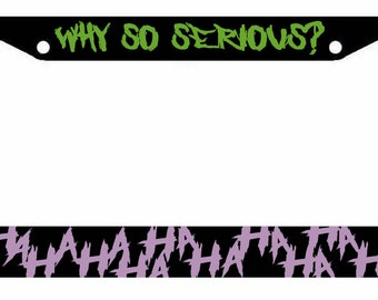 Haha / Why So Serious License Plate Frame - Joker Funny Hahaha Why so Serious Cover Lime Green / Purple