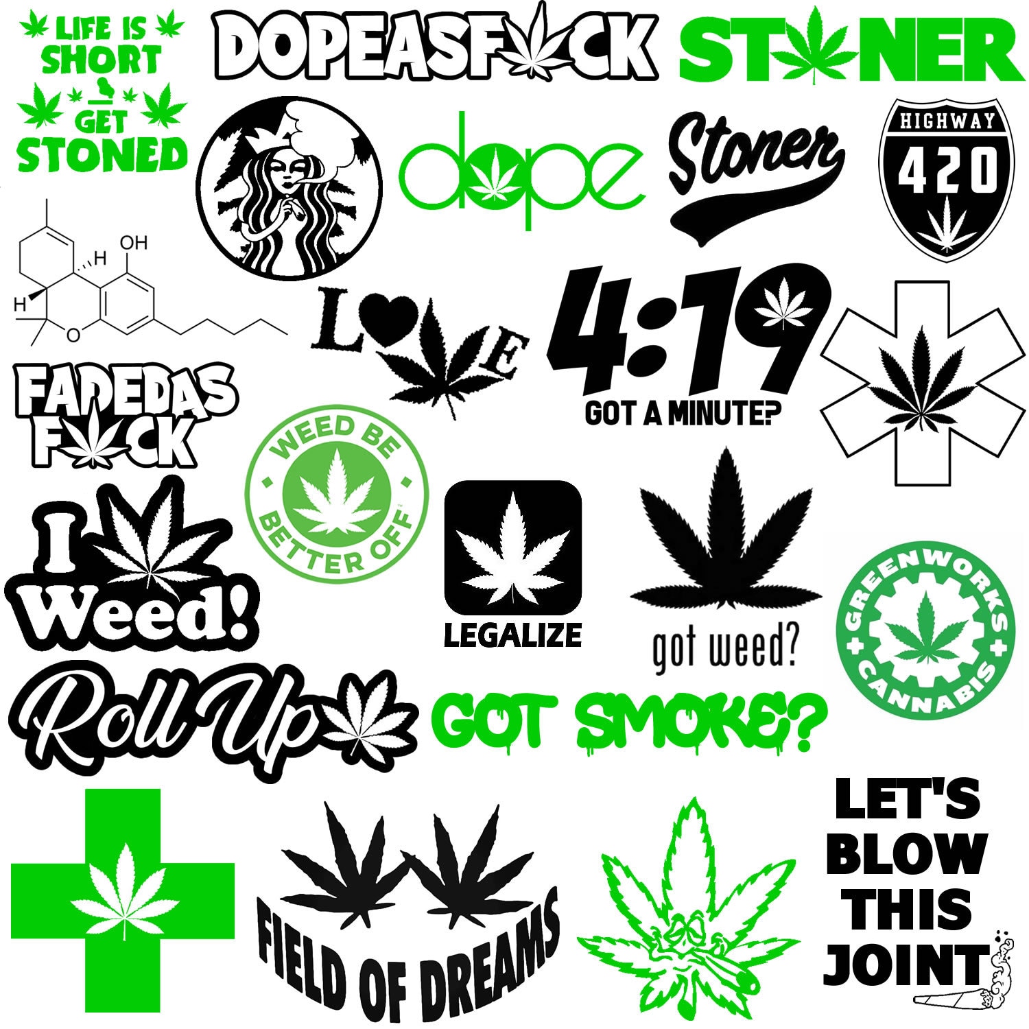 X5 420 Decal Sticker Pack Lot Wholesale Weed Marijuana Etsy