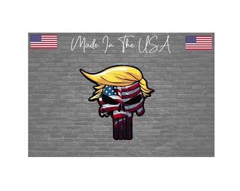 American Flag Decal Large Donald Trump Hair American Flag Skull - Foto 2
