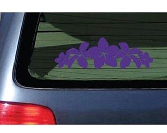 Plumeria Band Vinyl Sticker - Flower Lei Decal Hawaii Purple 6"