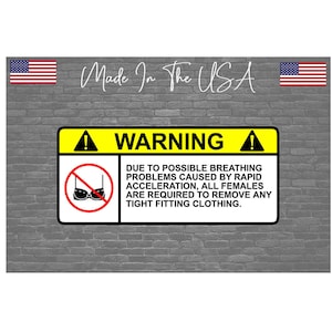 Warning No Bra Fast Car Sticker Decal Funny JDM 5&quot;