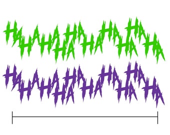May include: Two rows of the word "HA" written in a jagged, gothic font. The top row is green and the bottom row is purple.