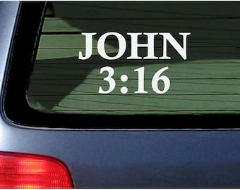 John 3:16 Bible Verse Car Window Sticker Religious 316 Christ Decal Jesus 6"
