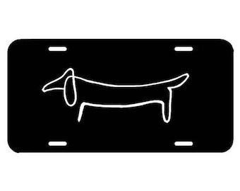 Picasso dachshund Front License Plate Frame - Wiener Dog Funny Cover Car Truck SUV White