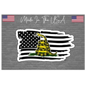 Don&#39;t tread Snake Sticker Decal - 2nd Amendment Sticker USA Tattered Flag 5&quot;