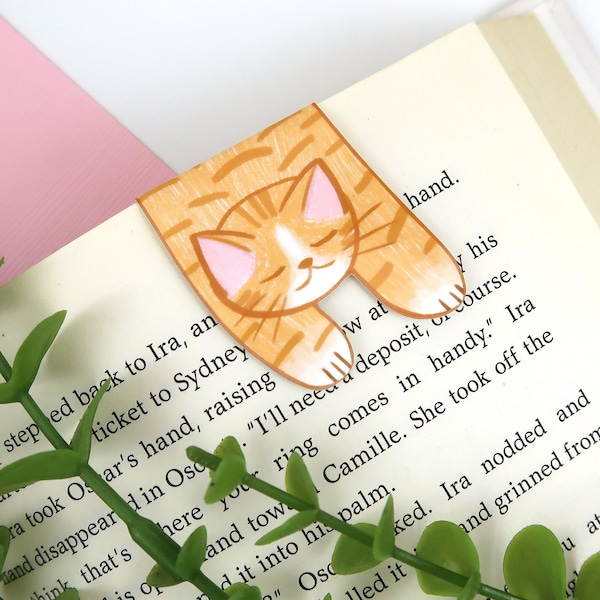 Orange Cat Magnetic Bookmark | unique bookmark gift for cat lovers | Orange Tabby