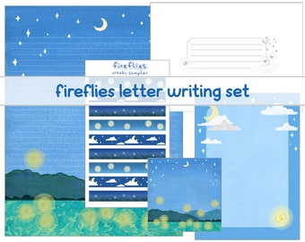 beautiful paper for writing Fireflies Letter Writing Set - Snail mail Penpal kit, letter writing kit, pretty stationary set, letter stationary, letter writing paper