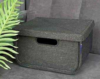 蓋付き収納ボックス3個セット／フェルト製収納ボックス／家庭用収納