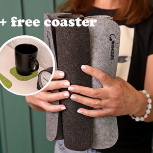 Felt desk mat, keyboard mat, office desk accessories, table protector mat,  custom felt desk pad, gray felt desk mat