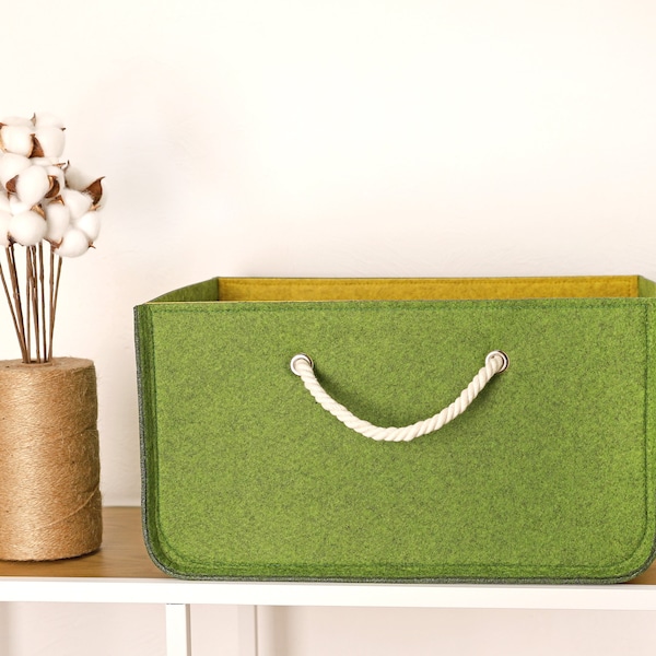 Felt Storage Basket / Felt Storage Box/ Flat felt Basket / Clothes storage / Customization