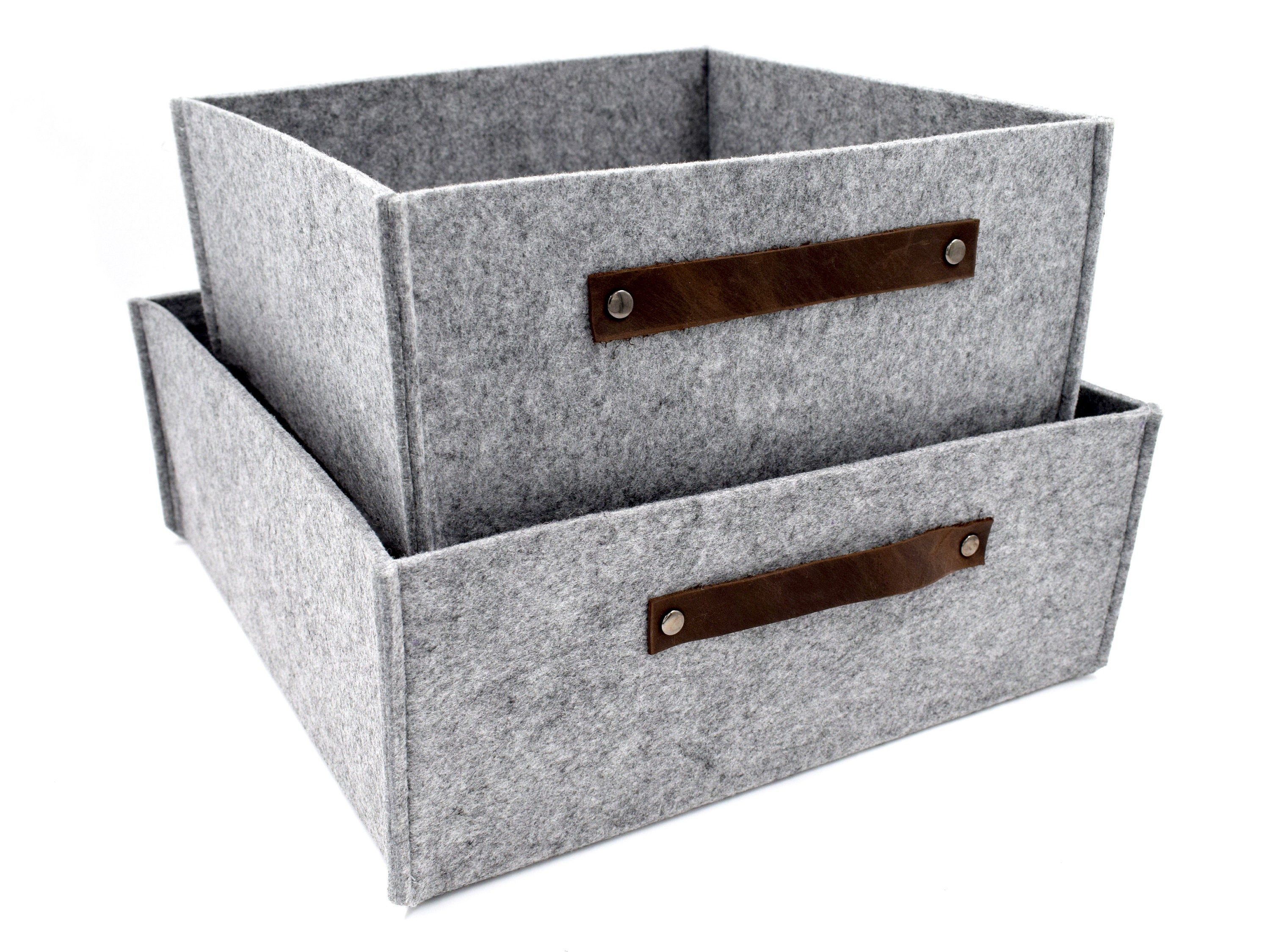 Silver Ash Grey Felt Storage Box Basket Flat Pack Organising Laundry  Bedroom Study Living Room 