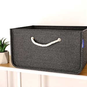Felt Storage Box with Cotton Rope Handles - Custom Size Available
