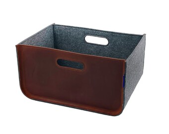 Caja de almacenamiento de fieltro / Cesta de almacenamiento de fieltro / Caja de almacenamiento de cuero / Almacenamiento de ropa / Posible en tamaño personalizado