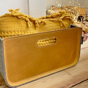 Felt Storage Box: Leather Accent, Custom Size Available