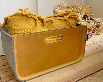 Felt Storage Box / Felt Storage Basket / Leather Storage Box/ Clothes storage / Possible in Custom Size