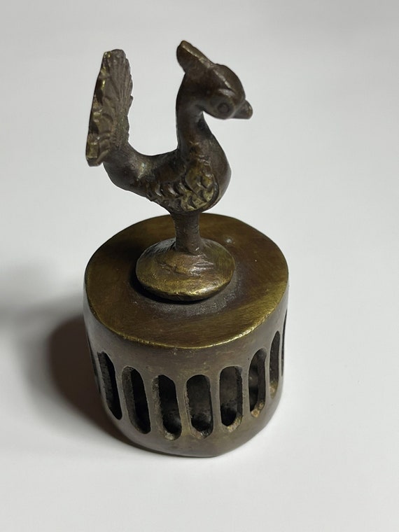 Antique India Brass Peacock Figure Foot Scrubber Folk Art Etsy