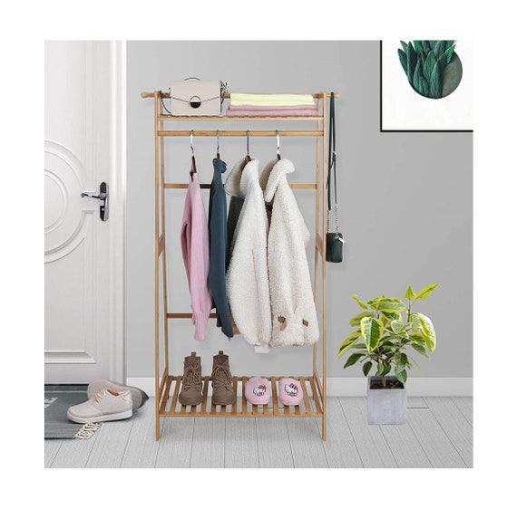 Wood Garment Rack With Shelves Bamboo Clothing For Kids Wood Garment Rack With Shelves Bamboo, Kids Garment Rack