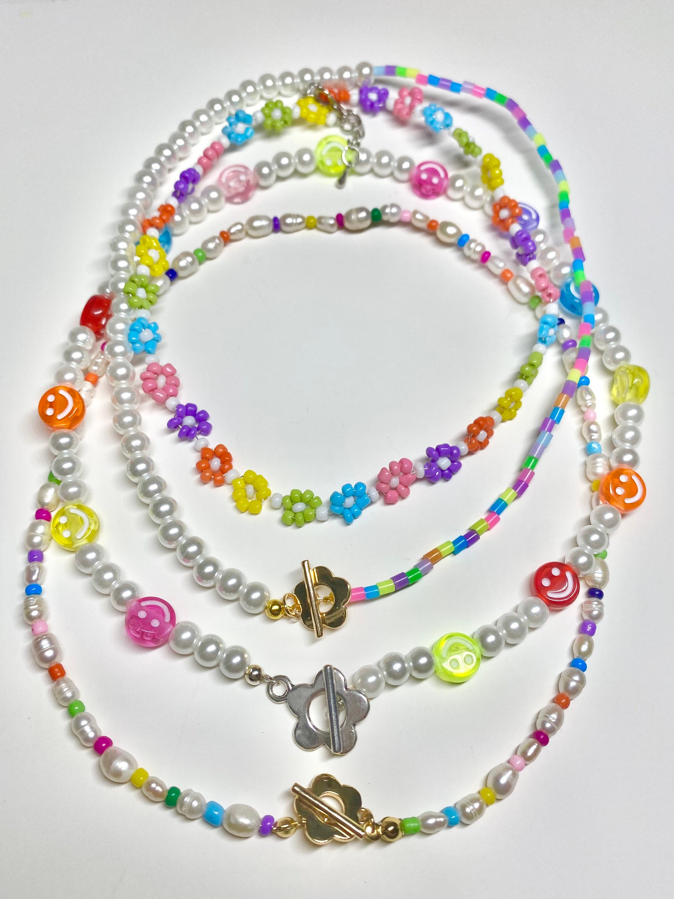 Y2K Colourful Trendy Pearl Necklaces 2000s beaded funky Etsy