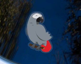African Grey Parrot Vinyl Bird Sticker