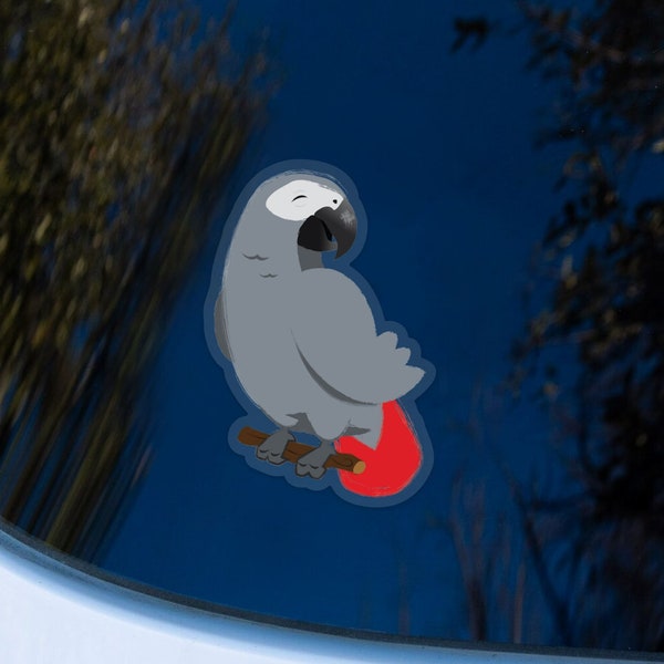 African Grey Parrot Vinyl Bird Sticker